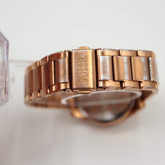 Fossil Women's Rose Gold Tone Watch 40mm Glitter Dial Crystal Bezel BQ1096 - Picture 14 of 15